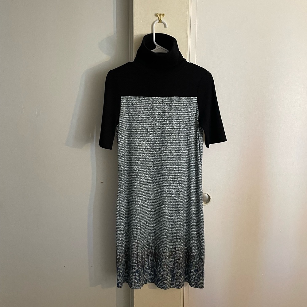 Féraud Mid Sleeve Turtle Neck Print Dress Knee-Length